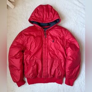 Vintage Y2K Polo Ralph Lauren Red Hooded Down Puffer Jacket Men Size Medium